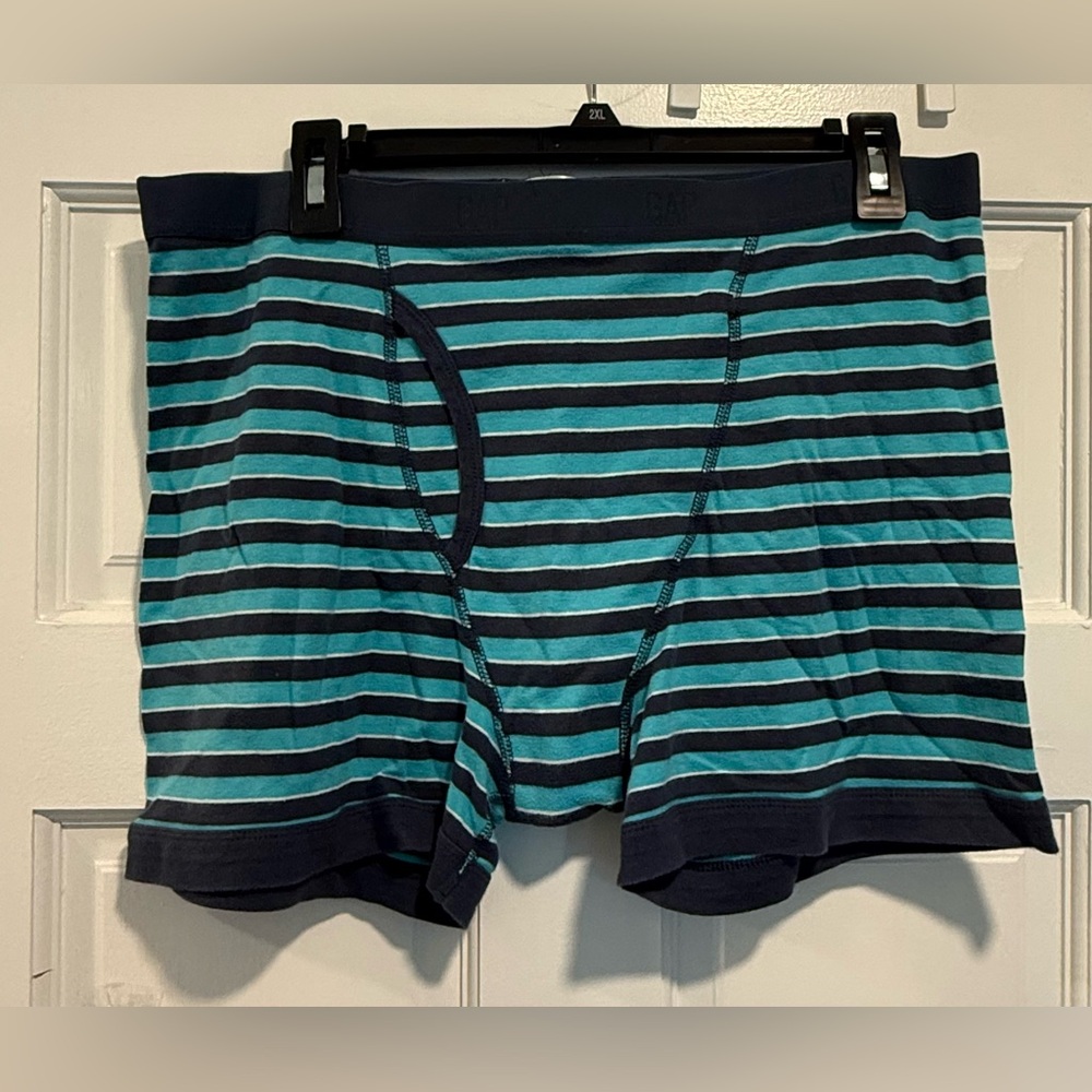 Mens XL Gap Horizontal Blue Stripe Boxer Briefs Used